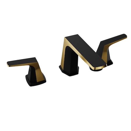 Anzzi 2-Handle 3-Hole Widespread Bathroom Faucet, Matte Black Brushed Gold L-AZ905MB-BG